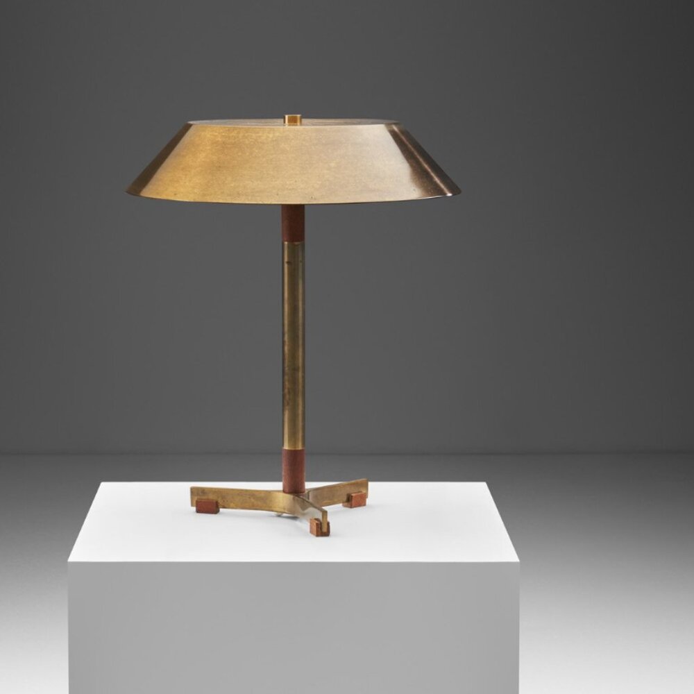 Vintage Brass Table Lamp by Jo Hammerborg, Denmark
